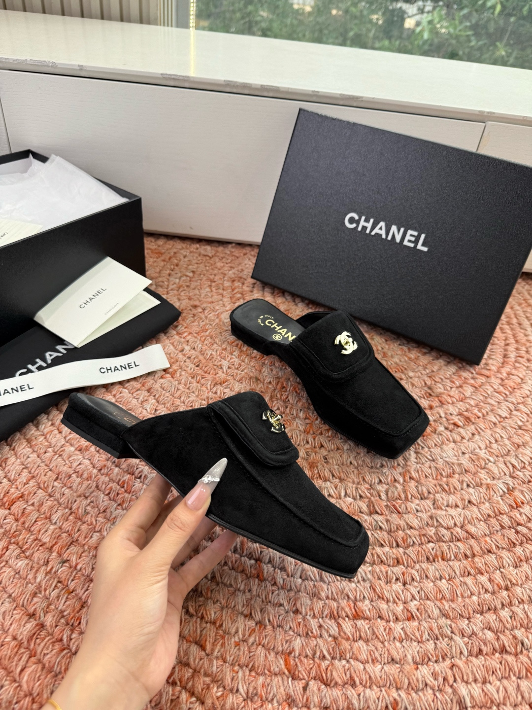 🌾G689😀CHANE*｜小香2026走秀款双C锁扣单鞋凉鞋包头玛丽珍乐福鞋单鞋大方头平底当巴黎大皇宫的