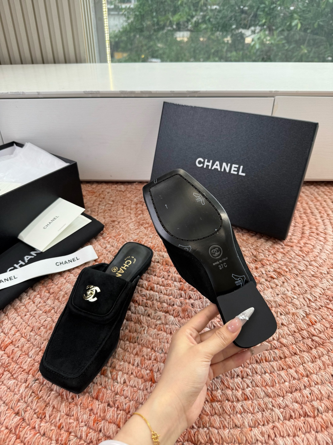 🌾G689😀CHANE*｜小香2026走秀款双C锁扣单鞋凉鞋包头玛丽珍乐福鞋单鞋大方头平底当巴黎大皇宫的