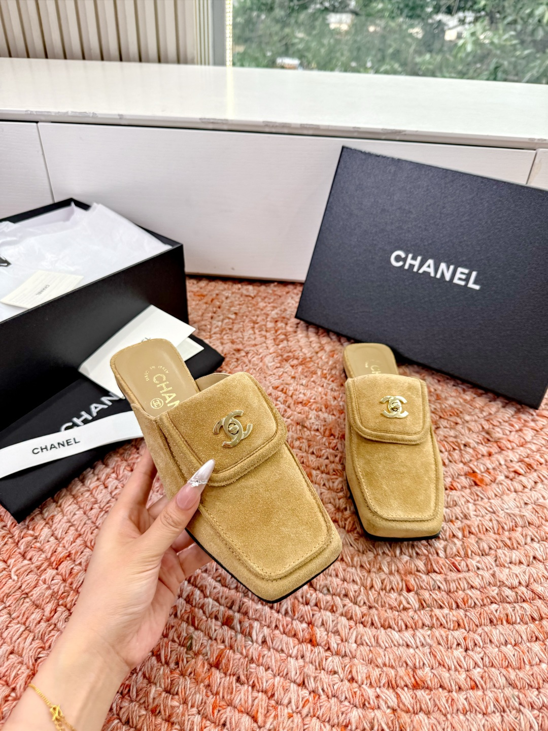 🌾G689😀CHANE*｜小香2026走秀款双C锁扣单鞋凉鞋包头玛丽珍乐福鞋单鞋大方头平底当巴黎大皇宫的