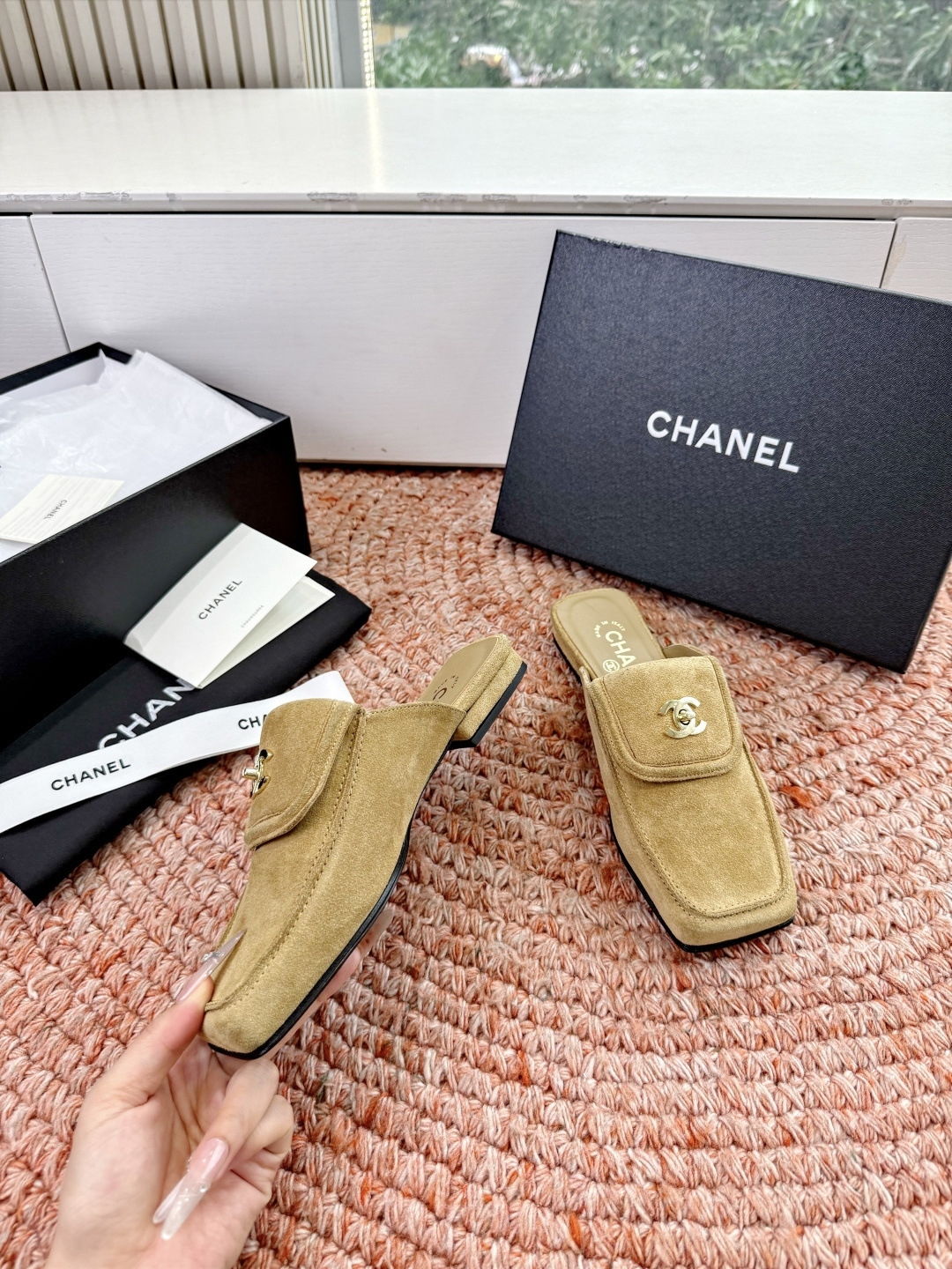 🌾G689😀CHANE*｜小香2026走秀款双C锁扣单鞋凉鞋包头玛丽珍乐福鞋单鞋大方头平底当巴黎大皇宫的