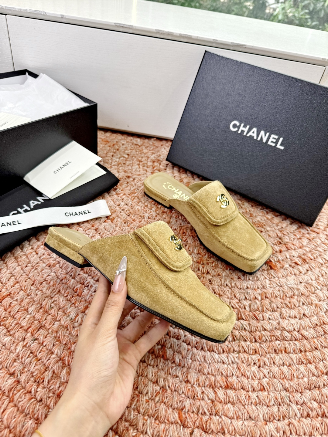 🌾G689😀CHANE*｜小香2026走秀款双C锁扣单鞋凉鞋包头玛丽珍乐福鞋单鞋大方头平底当巴黎大皇宫的