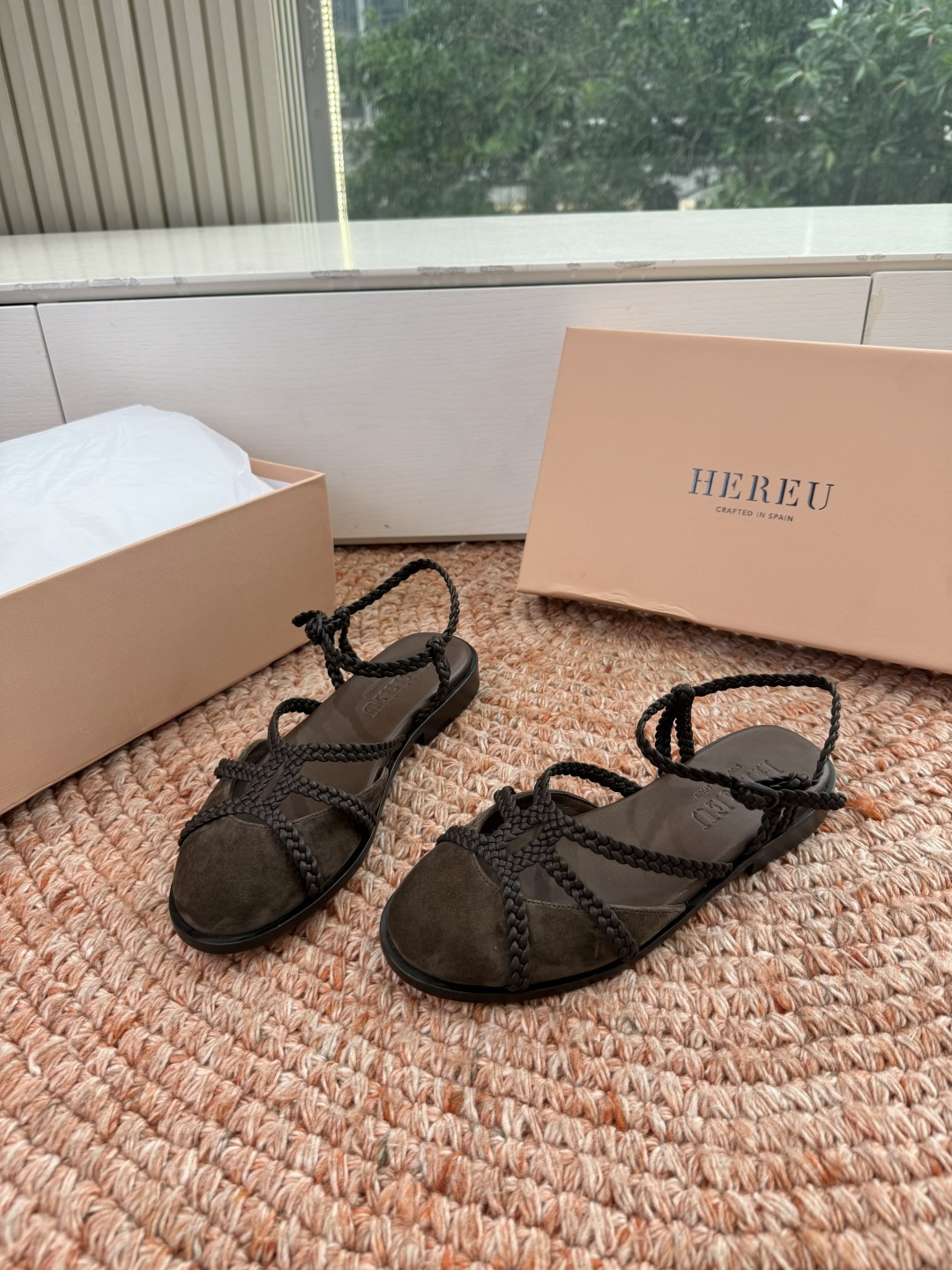 🌾G009所见即所得新款HEREU｜西班牙小众品牌高版本品质褶皱蝴蝶结圆头玛丽珍平底单鞋跳舞鞋面料：进口