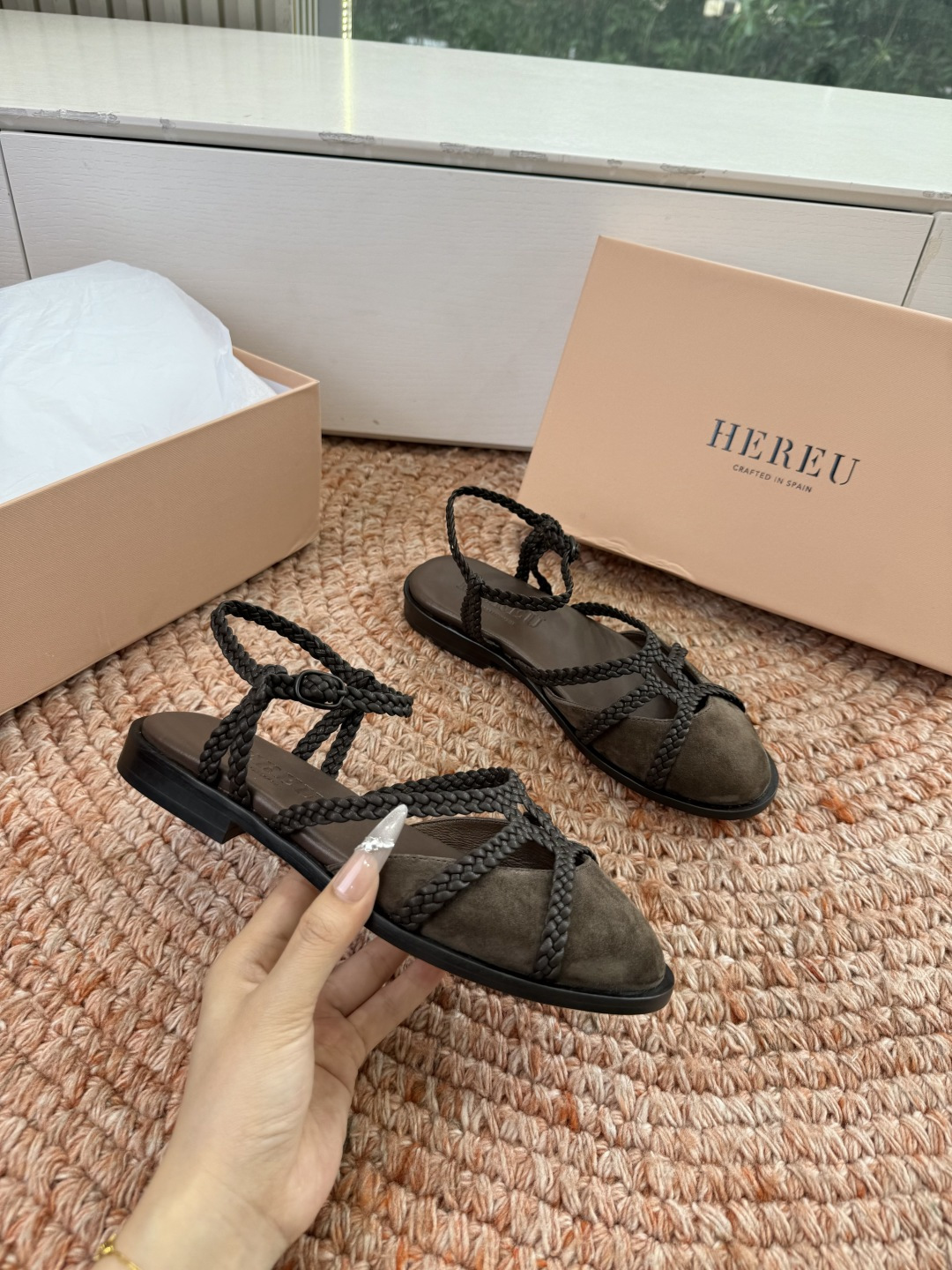 🌾G009所见即所得新款HEREU｜西班牙小众品牌高版本品质褶皱蝴蝶结圆头玛丽珍平底单鞋跳舞鞋面料：进口