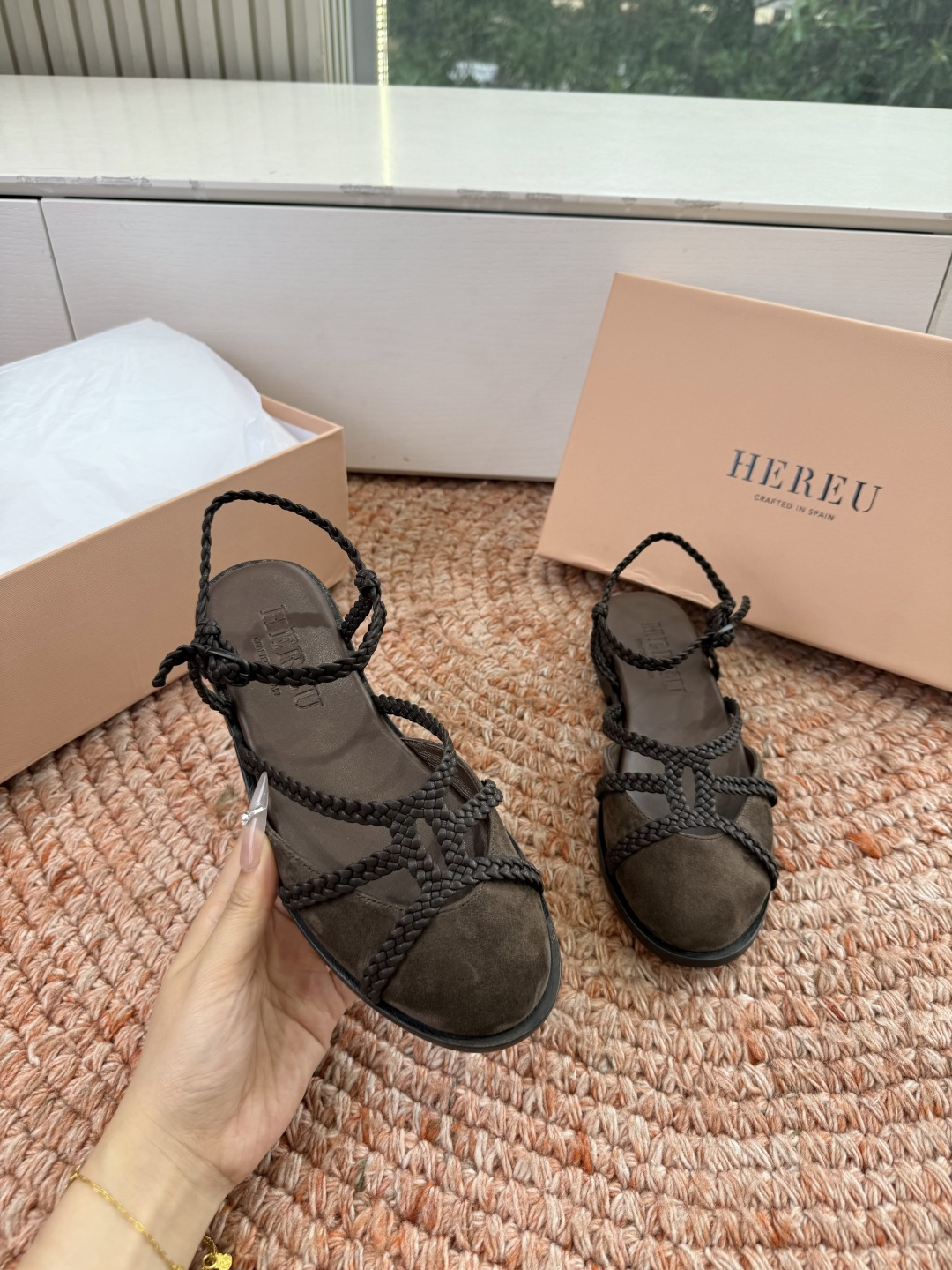 🌾G009所见即所得新款HEREU｜西班牙小众品牌高版本品质褶皱蝴蝶结圆头玛丽珍平底单鞋跳舞鞋面料：进口