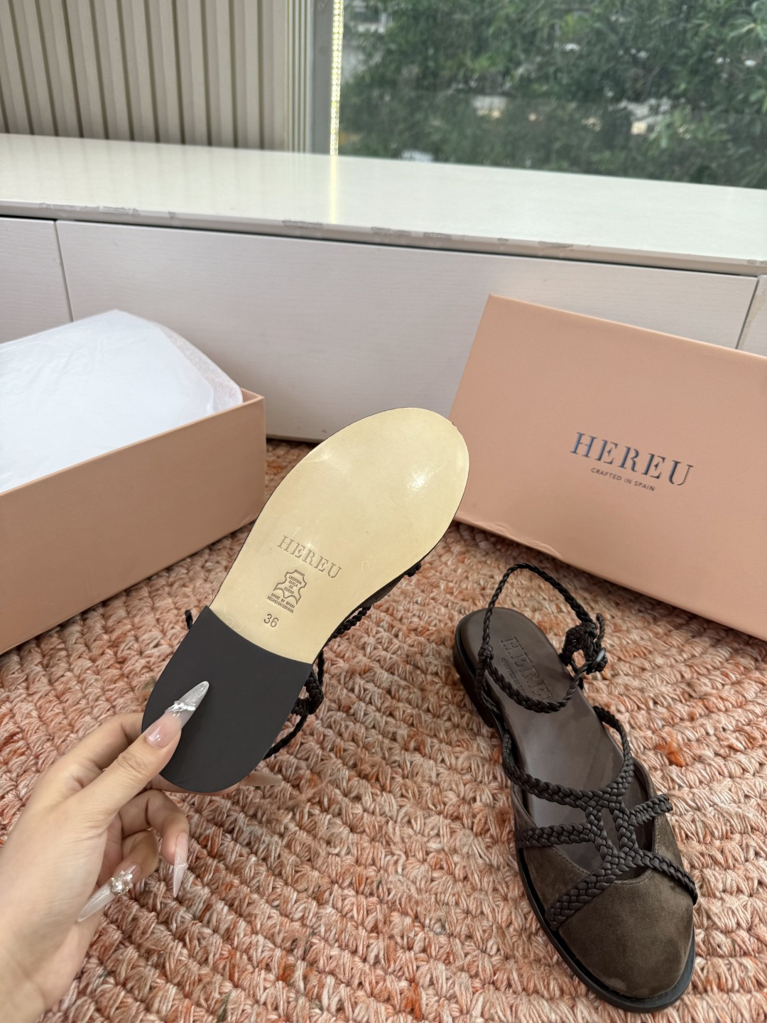 🌾G009所见即所得新款HEREU｜西班牙小众品牌高版本品质褶皱蝴蝶结圆头玛丽珍平底单鞋跳舞鞋面料：进口