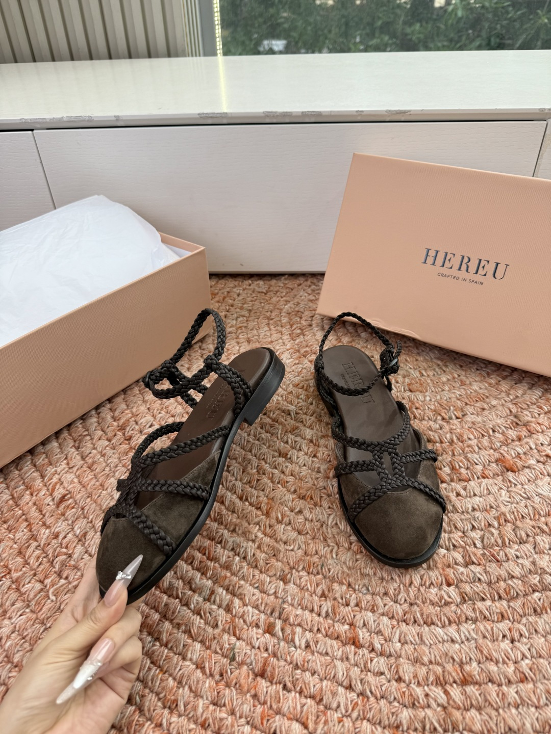 🌾G009所见即所得新款HEREU｜西班牙小众品牌高版本品质褶皱蝴蝶结圆头玛丽珍平底单鞋跳舞鞋面料：进口