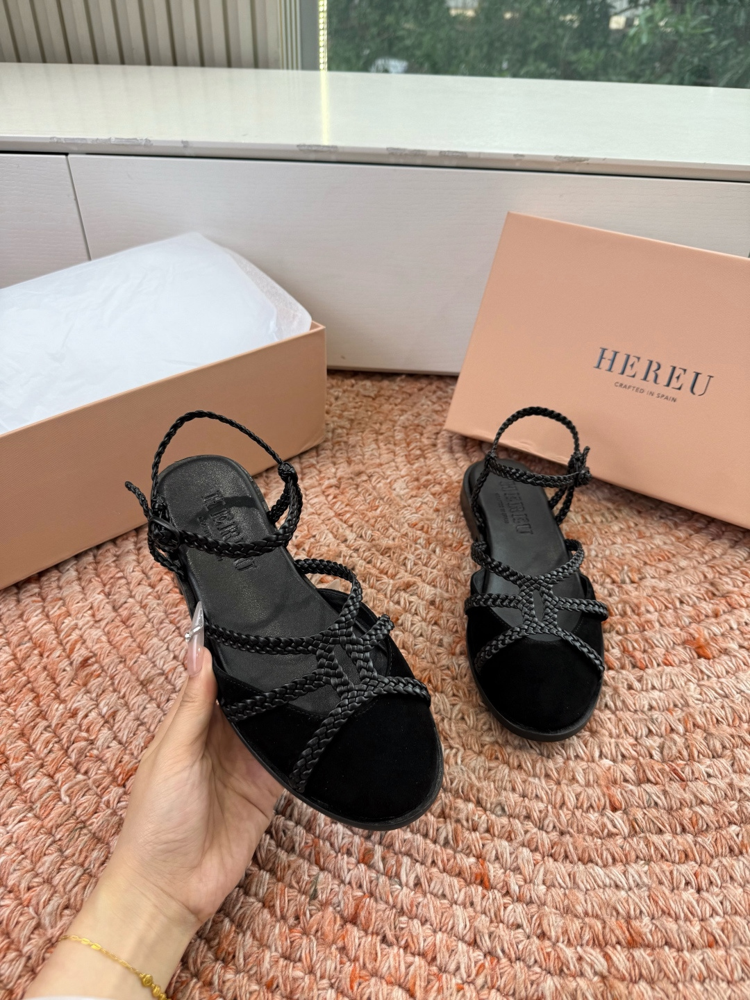 🌾G009所见即所得新款HEREU｜西班牙小众品牌高版本品质褶皱蝴蝶结圆头玛丽珍平底单鞋跳舞鞋面料：进口