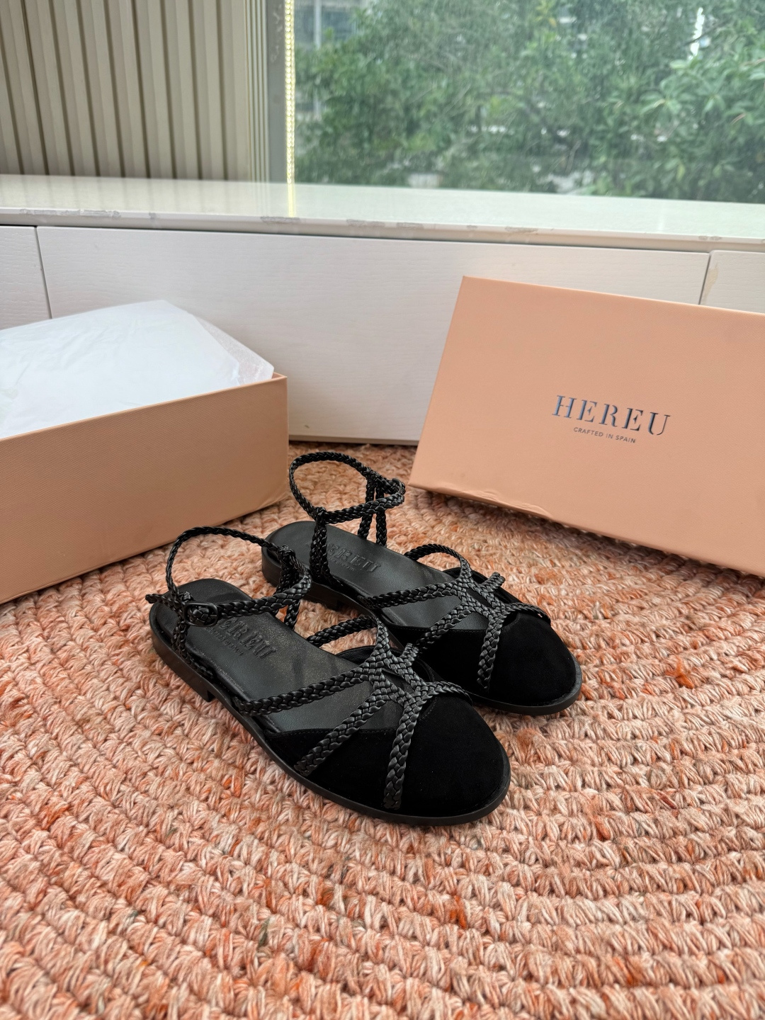 🌾G009所见即所得新款HEREU｜西班牙小众品牌高版本品质褶皱蝴蝶结圆头玛丽珍平底单鞋跳舞鞋面料：进口