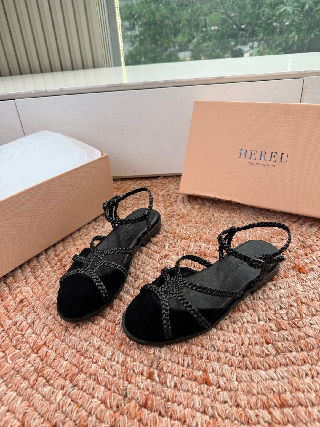 🌾G009所见即所得新款HEREU｜西班牙小众品牌高版本品质褶皱蝴蝶结圆头玛丽珍平底单鞋跳舞鞋面料：进口