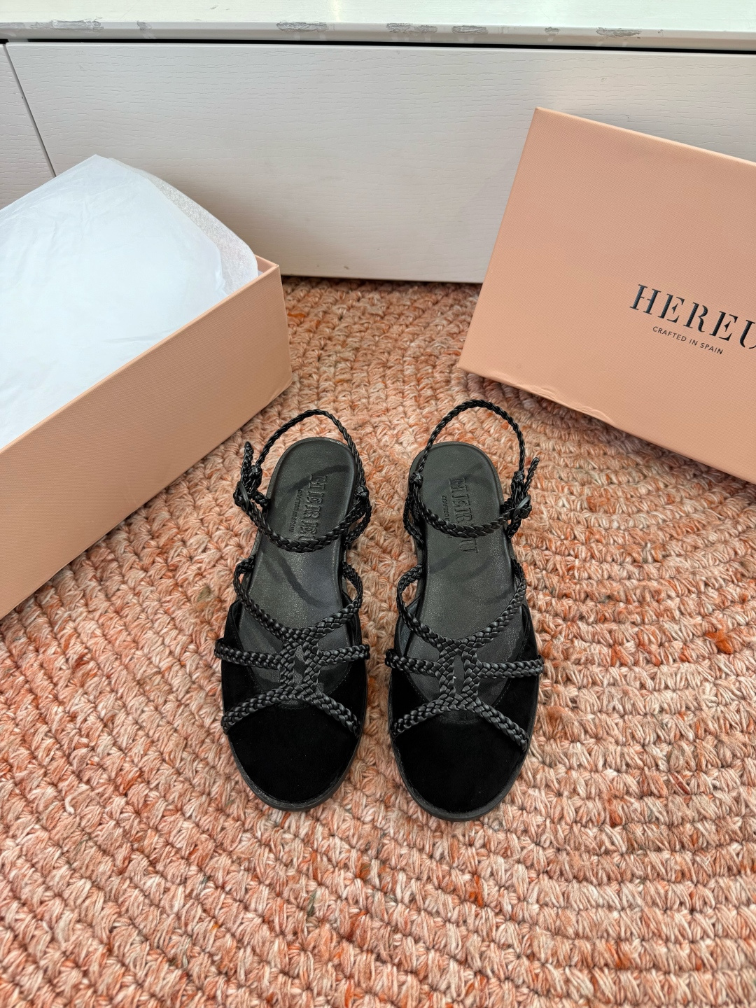 🌾G009所见即所得新款HEREU｜西班牙小众品牌高版本品质褶皱蝴蝶结圆头玛丽珍平底单鞋跳舞鞋面料：进口