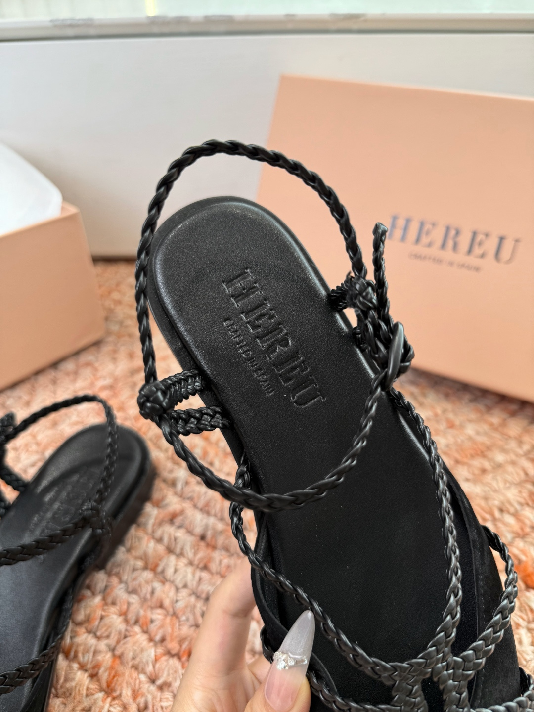 🌾G009所见即所得新款HEREU｜西班牙小众品牌高版本品质褶皱蝴蝶结圆头玛丽珍平底单鞋跳舞鞋面料：进口