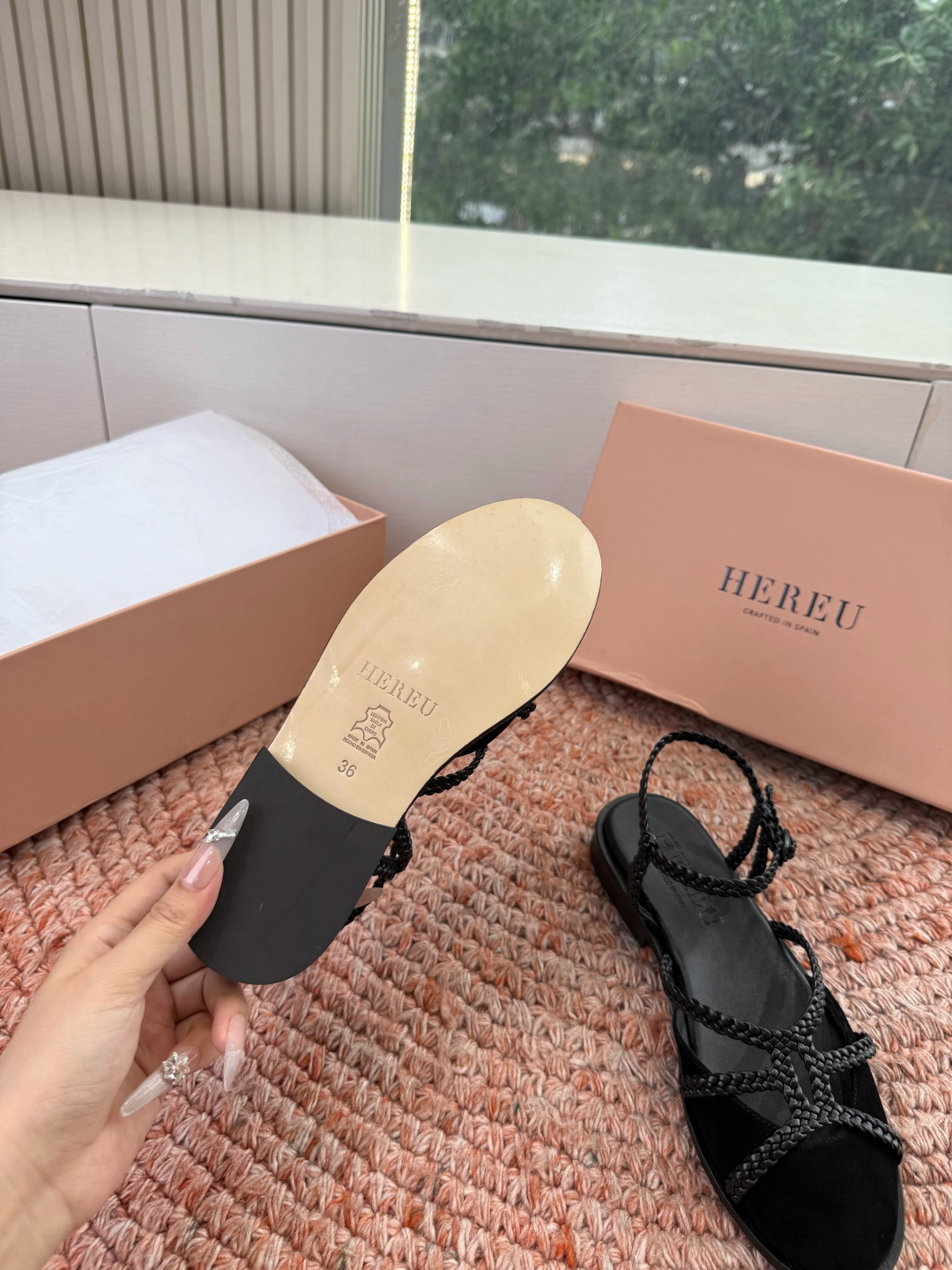 🌾G009所见即所得新款HEREU｜西班牙小众品牌高版本品质褶皱蝴蝶结圆头玛丽珍平底单鞋跳舞鞋面料：进口