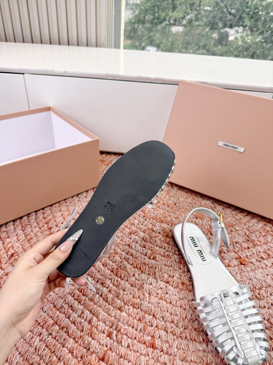 🌾G027代购级独家上新Miu Miu2026牛皮半拖Zp开发 手工羊皮编织麻花菱格平底拖鞋秒杀市面版本