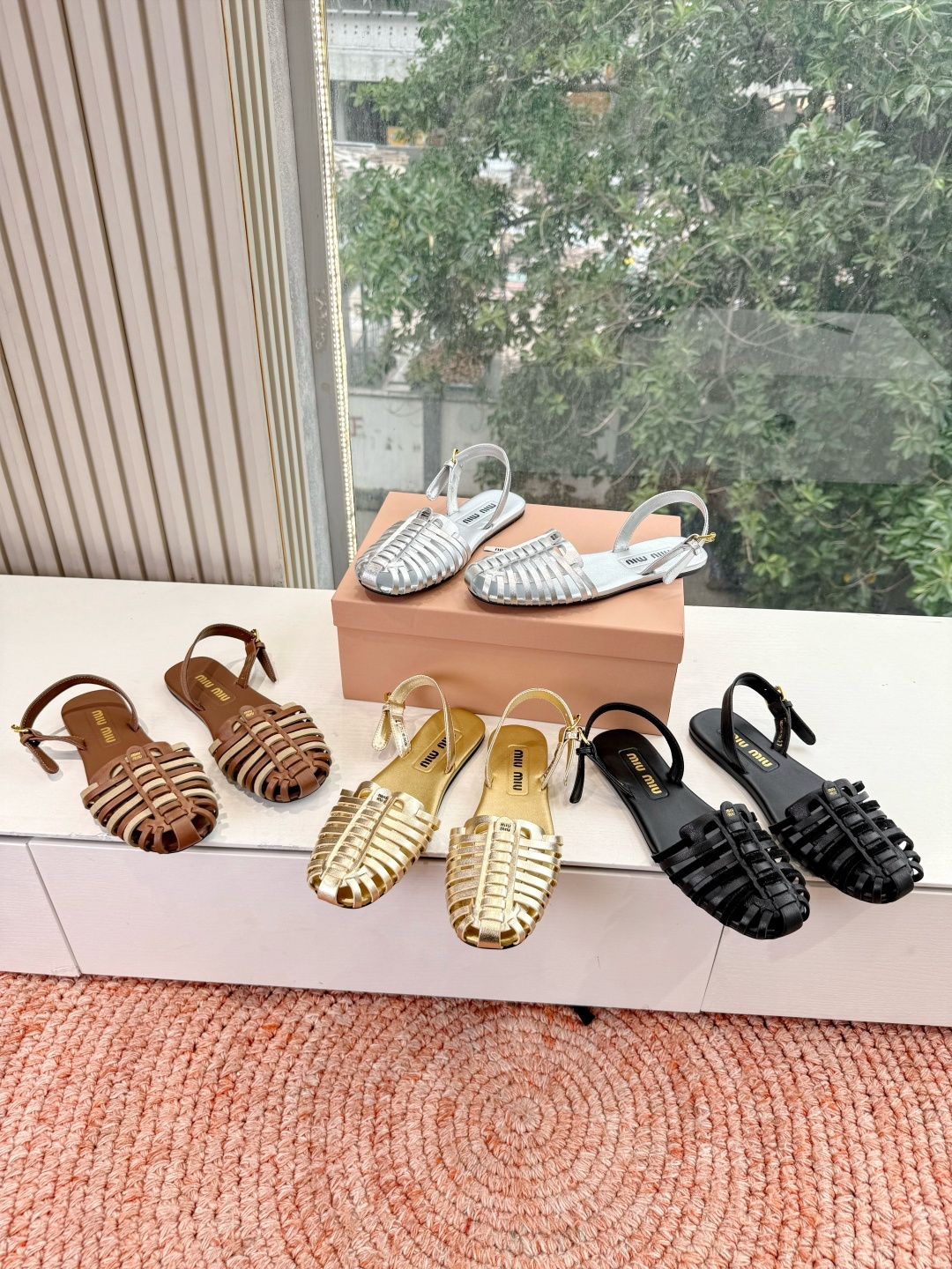 🌾G027代购级独家上新Miu Miu2026牛皮半拖Zp开发 手工羊皮编织麻花菱格平底拖鞋秒杀市面版本