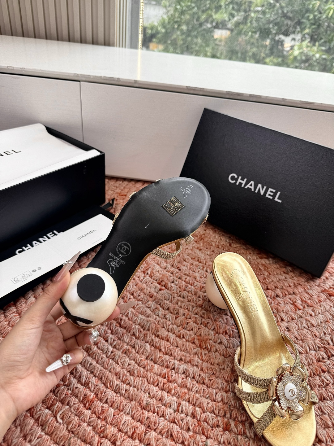 🌾G030顶级Chane*26SS春夏新款珍珠跟蝴蝶结凉拖经典的优雅从来都不会被时间定义，这双凉拖就是行