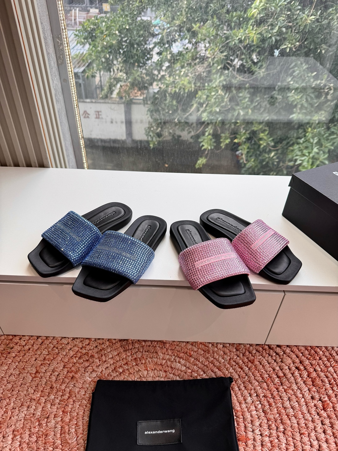 🌾G013顶级品质Alexander Wang aw carter亚历山大王 烫钻 拖鞋Jennie 大