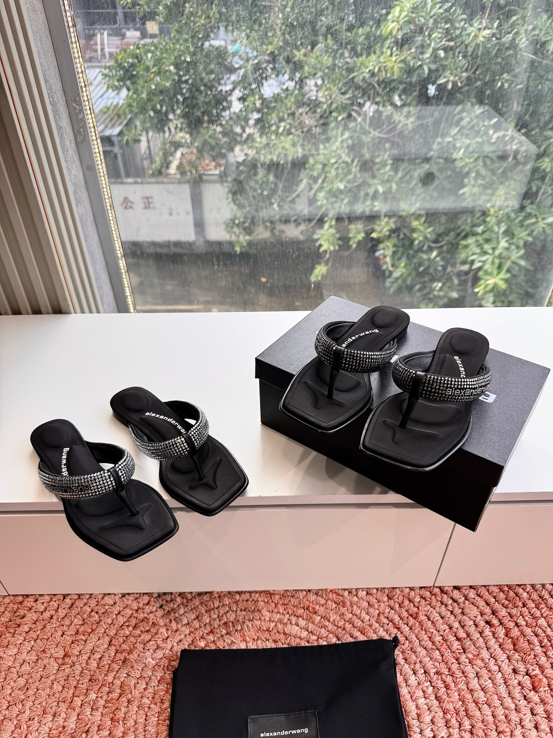 🌾G013顶级品质Alexander Wang aw carter亚历山大王 烫钻 拖鞋Jennie 大