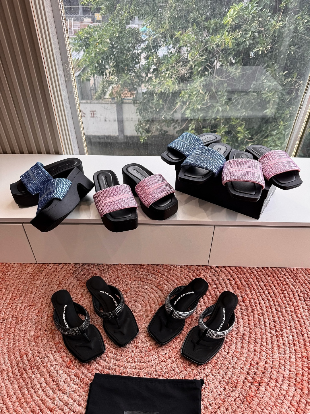 🌾G013顶级品质Alexander Wang aw carter亚历山大王 烫钻 拖鞋Jennie 大