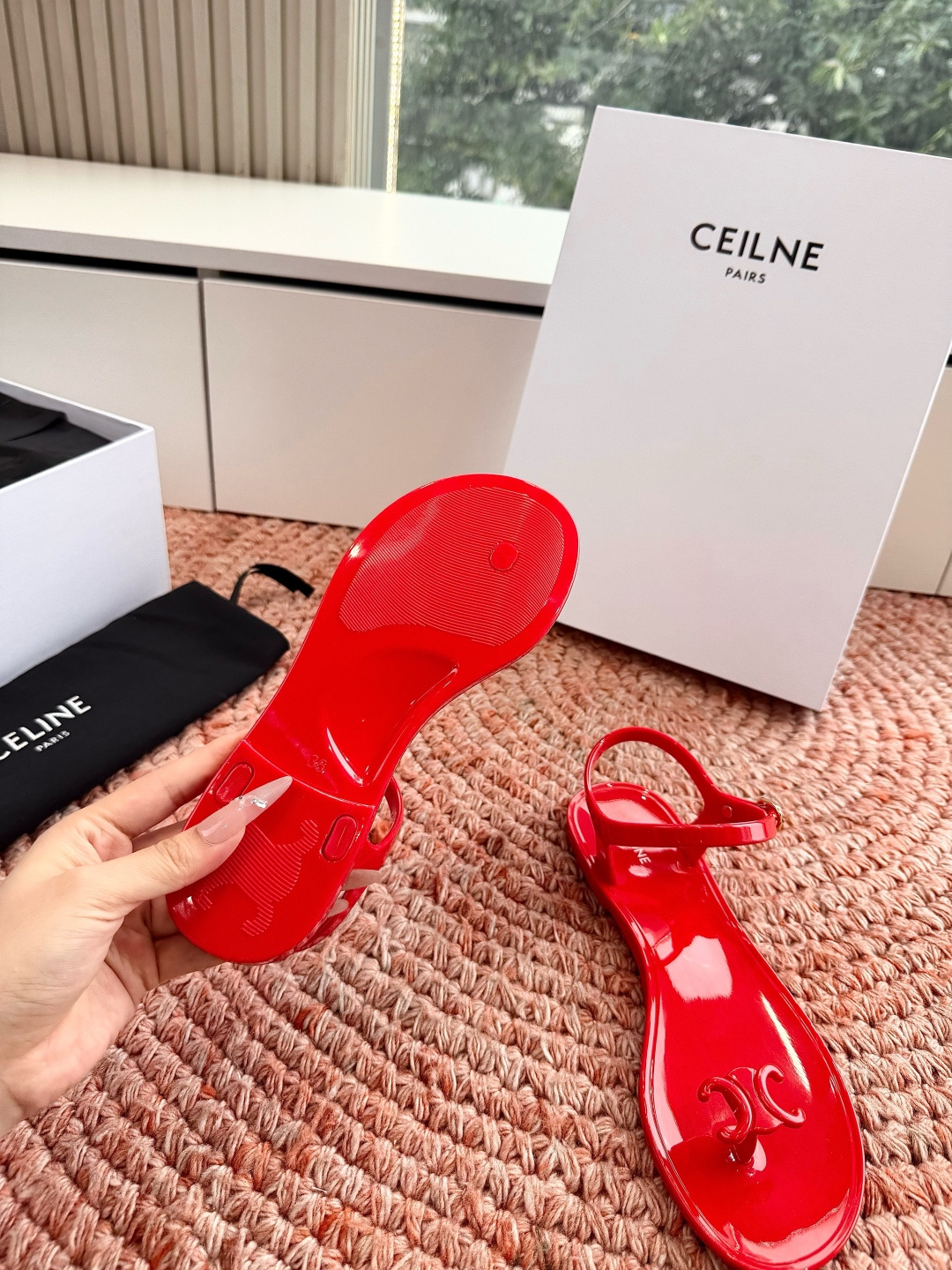 🌾G059所见即所得代购级别CELINE思琳赛琳一字带拖鞋凉鞋CELINE RUNNER 有CELINE