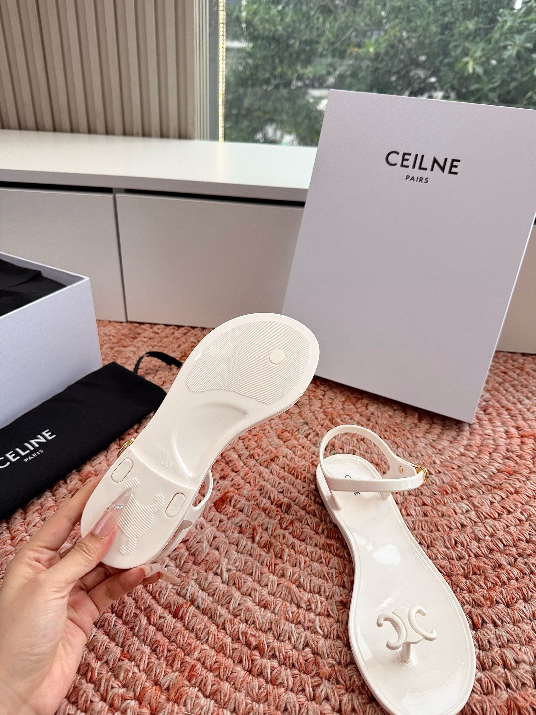 🌾G059所见即所得代购级别CELINE思琳赛琳一字带拖鞋凉鞋CELINE RUNNER 有CELINE