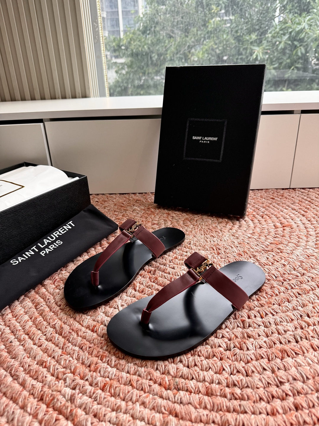 🌾G588顶级品质Saint Laurent / 圣罗兰夹脚拖凉鞋Lee金属钻链条尤物高跟鞋 又是人间圣