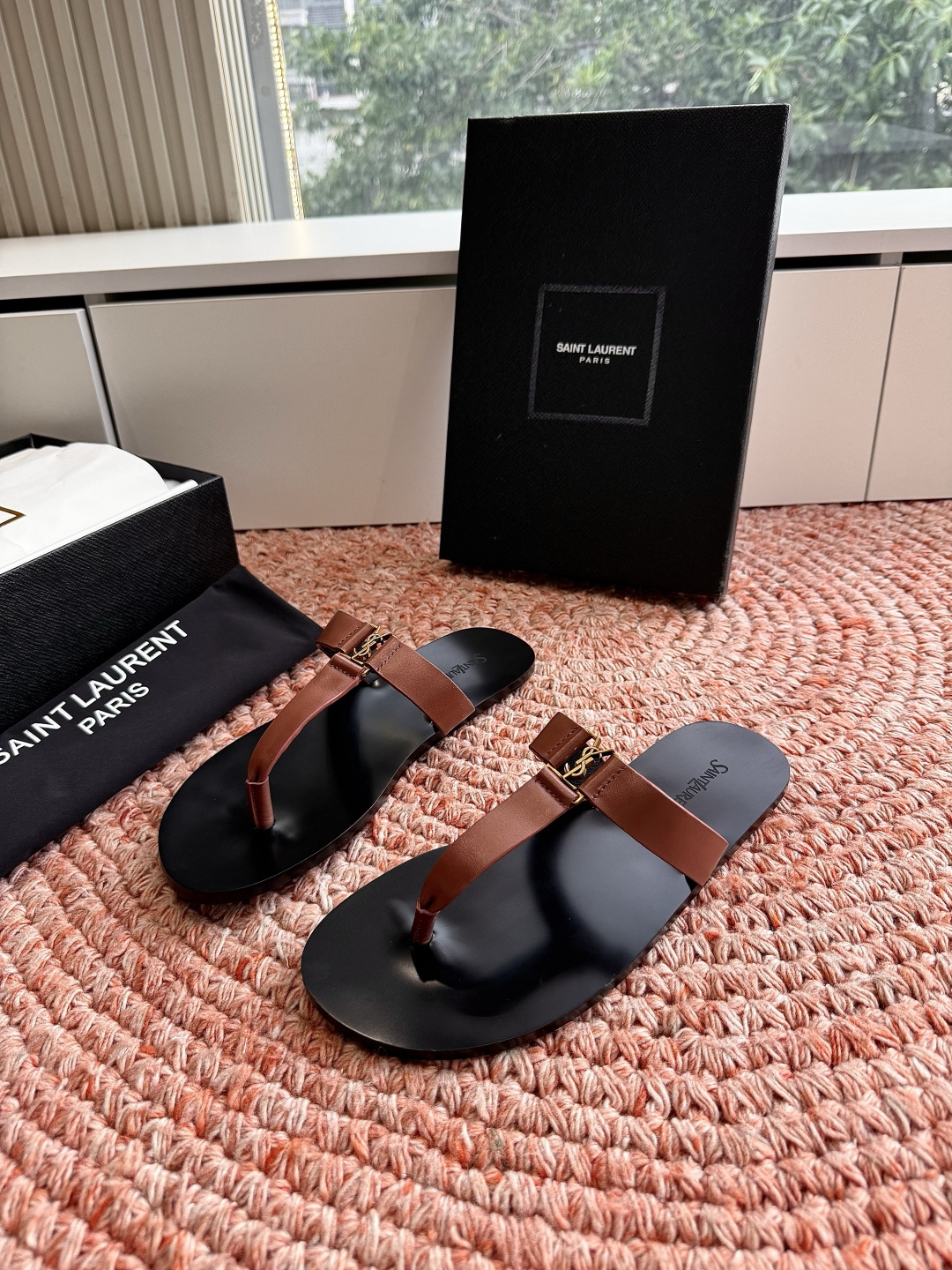 🌾G588顶级品质Saint Laurent / 圣罗兰夹脚拖凉鞋Lee金属钻链条尤物高跟鞋 又是人间圣