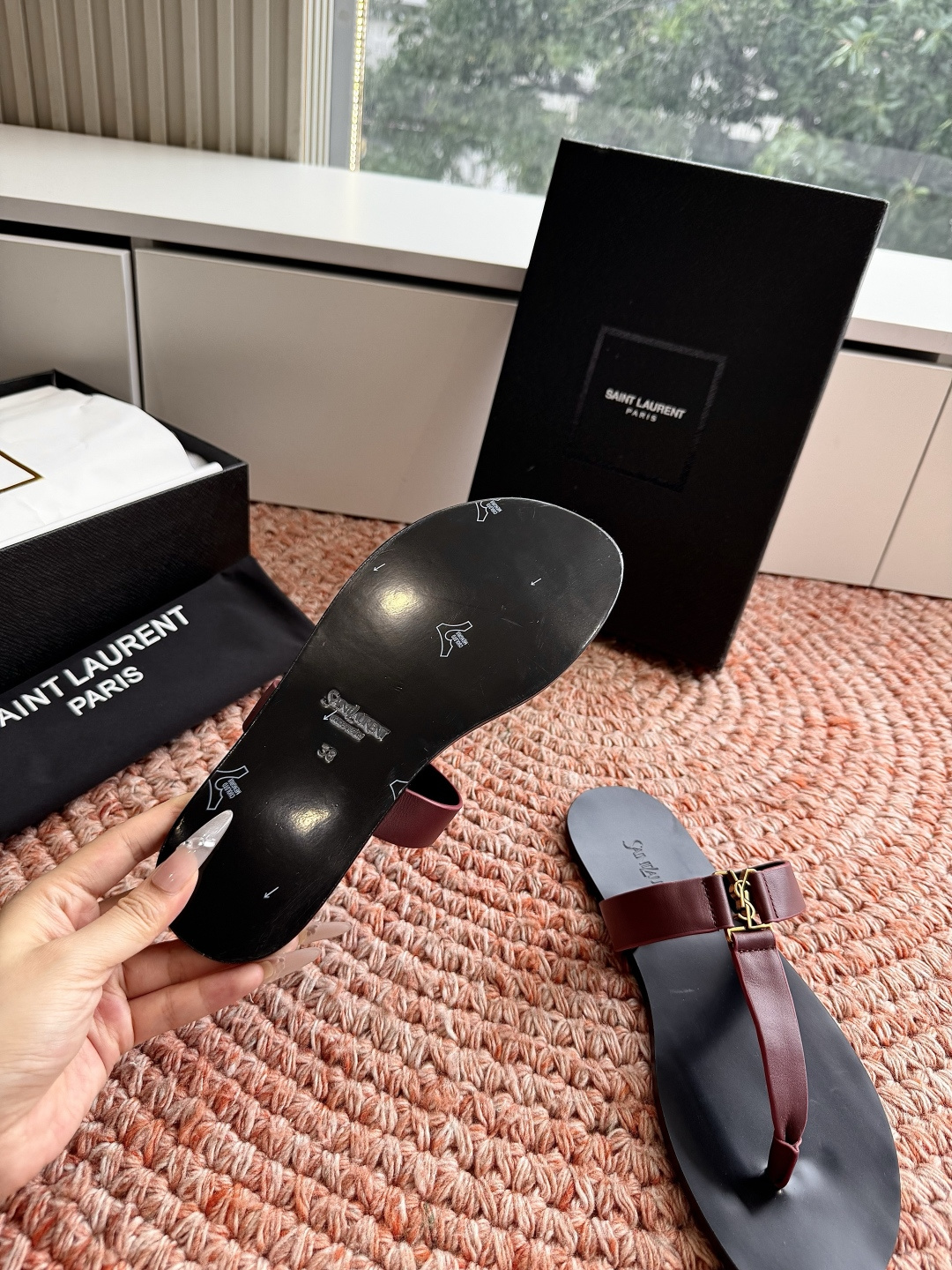 🌾G588顶级品质Saint Laurent / 圣罗兰夹脚拖凉鞋Lee金属钻链条尤物高跟鞋 又是人间圣