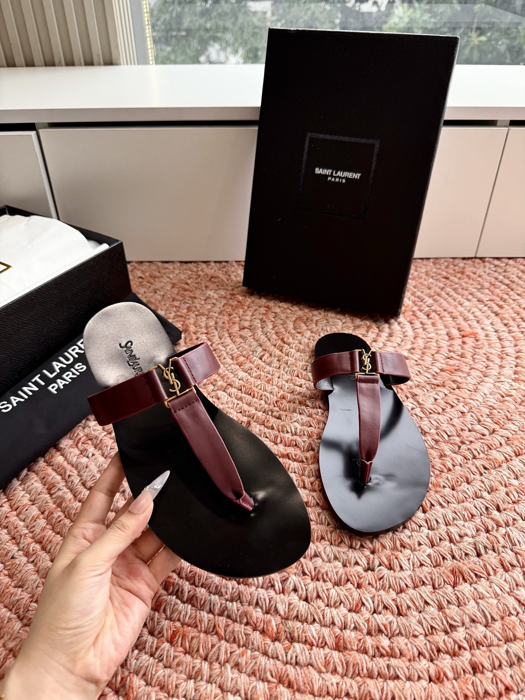 🌾G588顶级品质Saint Laurent / 圣罗兰夹脚拖凉鞋Lee金属钻链条尤物高跟鞋 又是人间圣