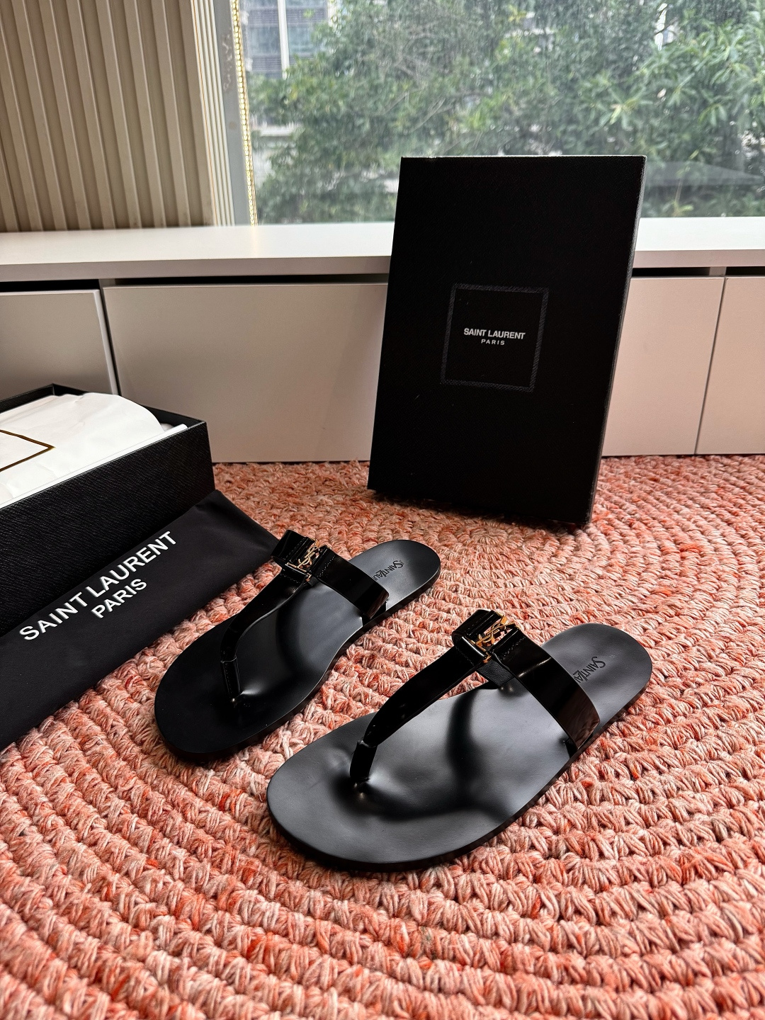 🌾G588顶级品质Saint Laurent / 圣罗兰夹脚拖凉鞋Lee金属钻链条尤物高跟鞋 又是人间圣