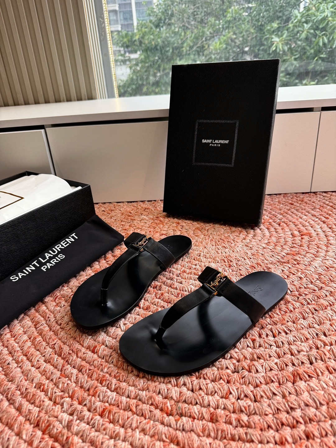 🌾G588顶级品质Saint Laurent / 圣罗兰夹脚拖凉鞋Lee金属钻链条尤物高跟鞋 又是人间圣