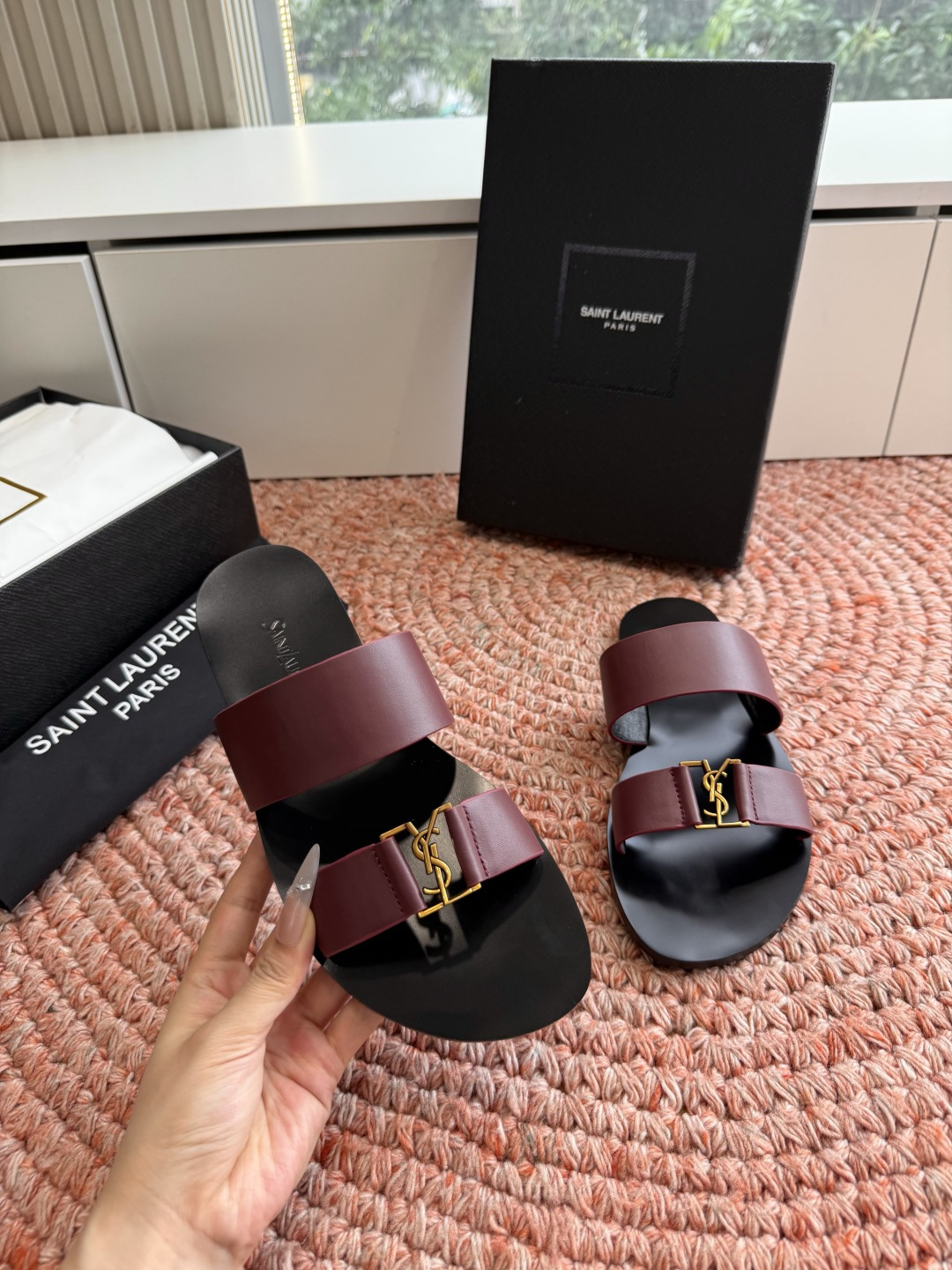 🌾G588顶级品质Saint Laurent / 圣罗兰夹脚拖凉鞋Lee金属钻链条尤物高跟鞋 又是人间圣