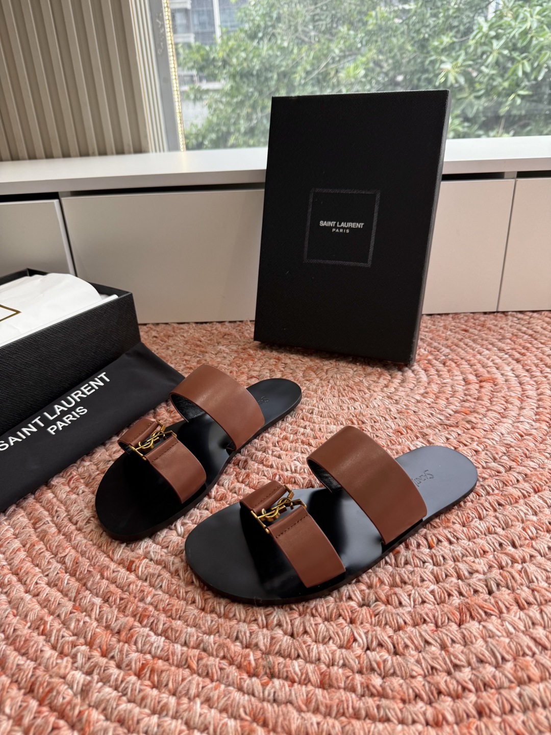 🌾G588顶级品质Saint Laurent / 圣罗兰夹脚拖凉鞋Lee金属钻链条尤物高跟鞋 又是人间圣