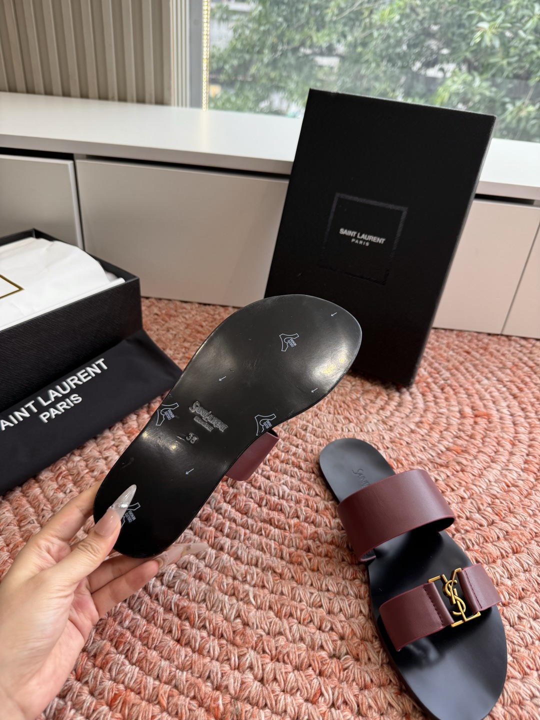 🌾G588顶级品质Saint Laurent / 圣罗兰夹脚拖凉鞋Lee金属钻链条尤物高跟鞋 又是人间圣