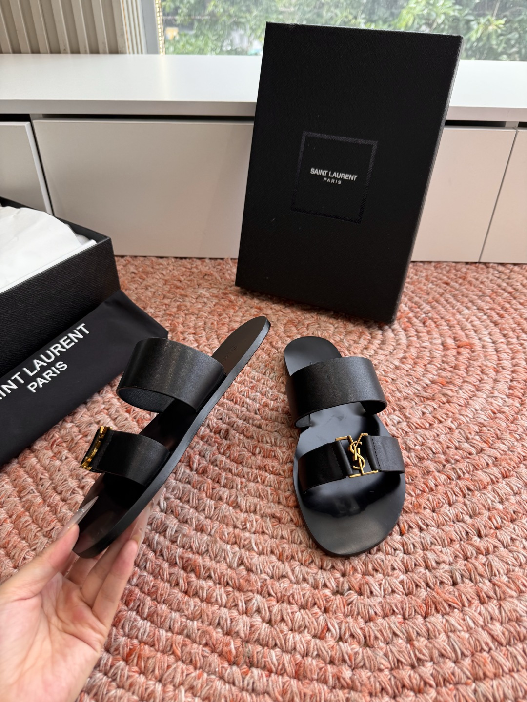 🌾G588顶级品质Saint Laurent / 圣罗兰夹脚拖凉鞋Lee金属钻链条尤物高跟鞋 又是人间圣