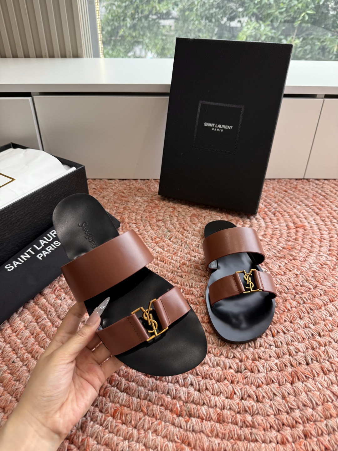 🌾G588顶级品质Saint Laurent / 圣罗兰夹脚拖凉鞋Lee金属钻链条尤物高跟鞋 又是人间圣