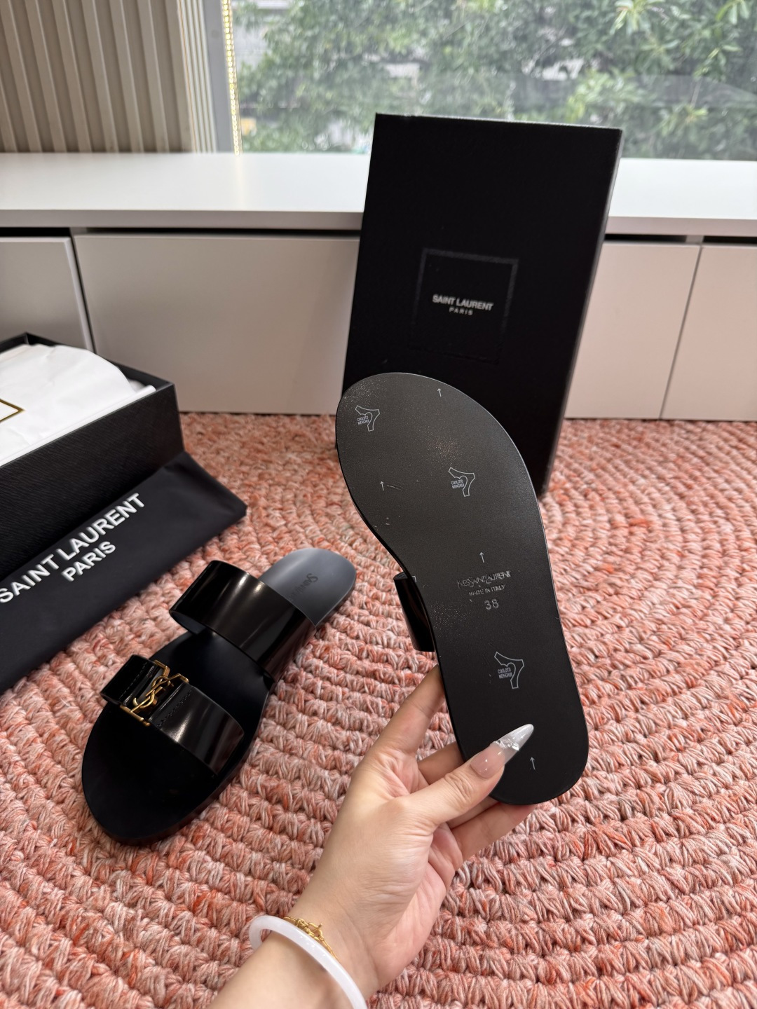 🌾G588顶级品质Saint Laurent / 圣罗兰夹脚拖凉鞋Lee金属钻链条尤物高跟鞋 又是人间圣