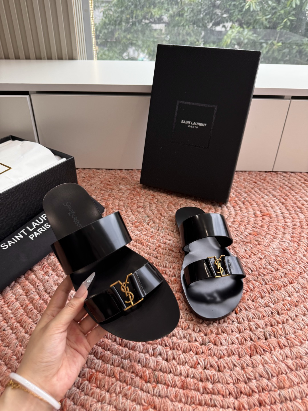 🌾G588顶级品质Saint Laurent / 圣罗兰夹脚拖凉鞋Lee金属钻链条尤物高跟鞋 又是人间圣