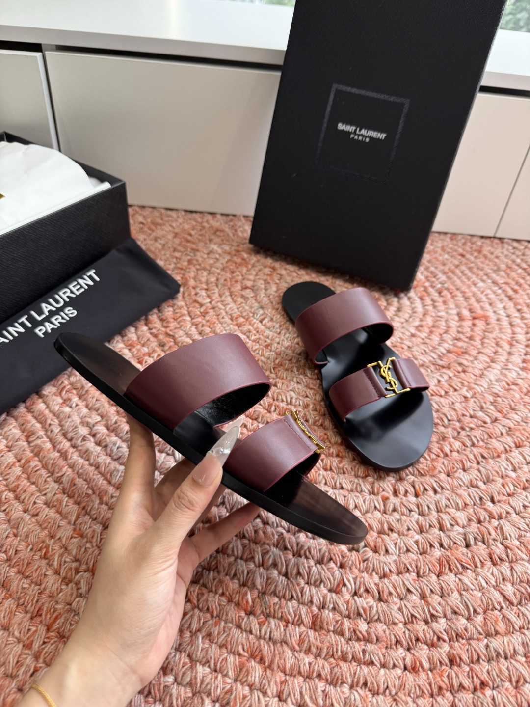 🌾G588顶级品质Saint Laurent / 圣罗兰夹脚拖凉鞋Lee金属钻链条尤物高跟鞋 又是人间圣