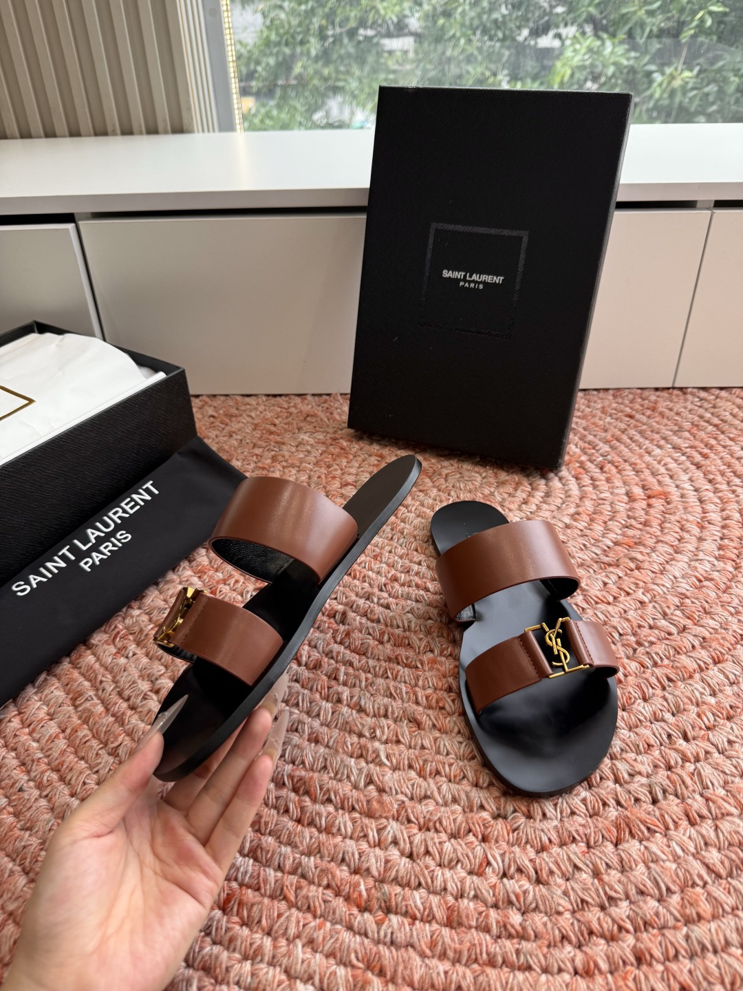🌾G588顶级品质Saint Laurent / 圣罗兰夹脚拖凉鞋Lee金属钻链条尤物高跟鞋 又是人间圣