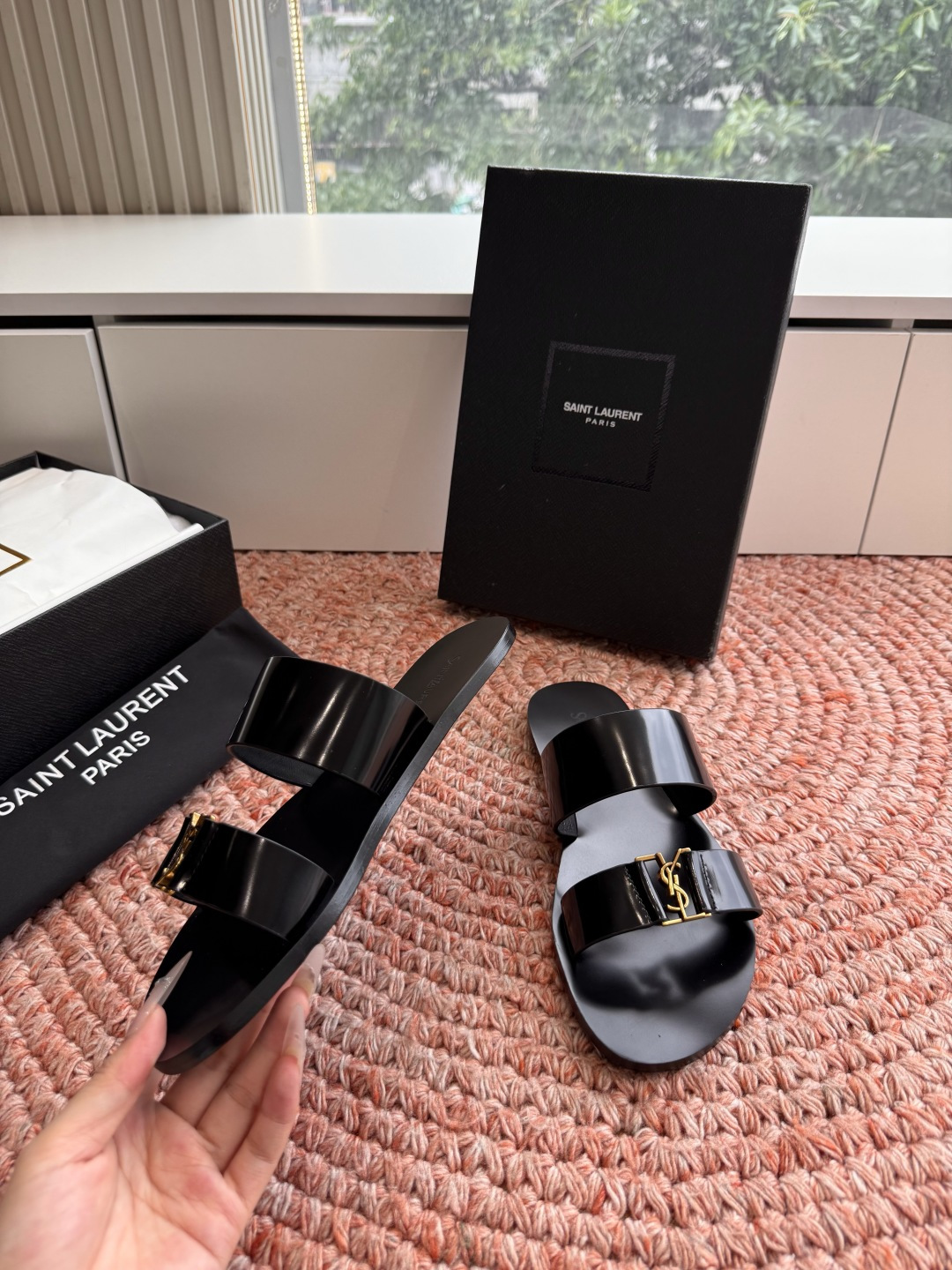 🌾G588顶级品质Saint Laurent / 圣罗兰夹脚拖凉鞋Lee金属钻链条尤物高跟鞋 又是人间圣