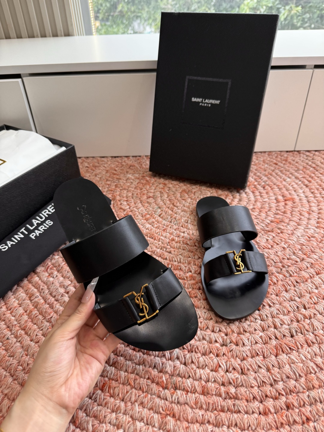 🌾G588顶级品质Saint Laurent / 圣罗兰夹脚拖凉鞋Lee金属钻链条尤物高跟鞋 又是人间圣