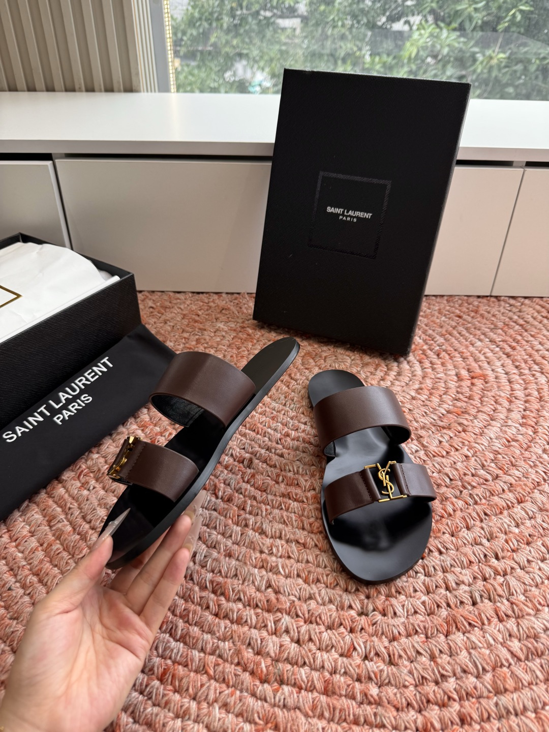 🌾G588顶级品质Saint Laurent / 圣罗兰夹脚拖凉鞋Lee金属钻链条尤物高跟鞋 又是人间圣