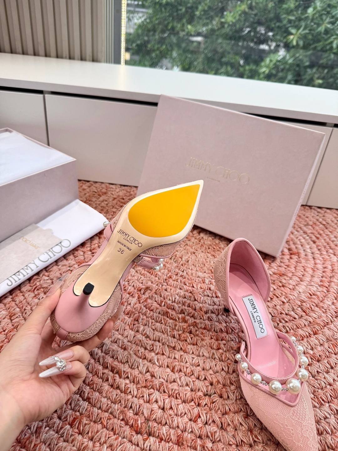 🌾G987Jimmy Choo｜吉米周珍珠尖头高跟凉鞋我们家JC一如既往品质优越 低调不失华丽 性感又不