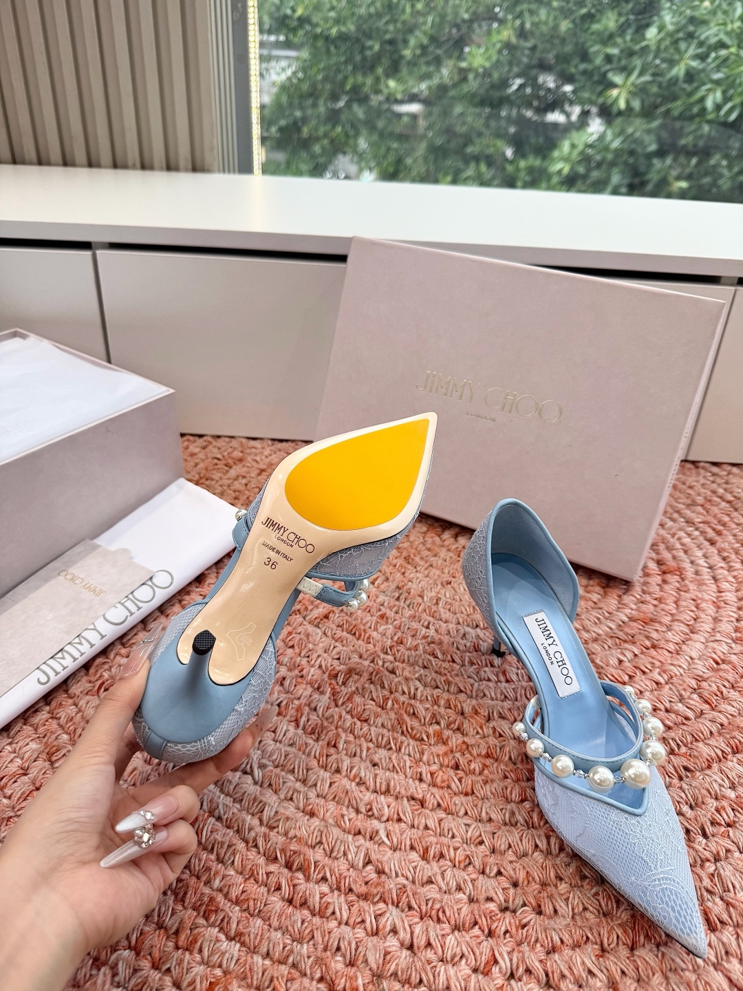🌾G987Jimmy Choo｜吉米周珍珠尖头高跟凉鞋我们家JC一如既往品质优越 低调不失华丽 性感又不