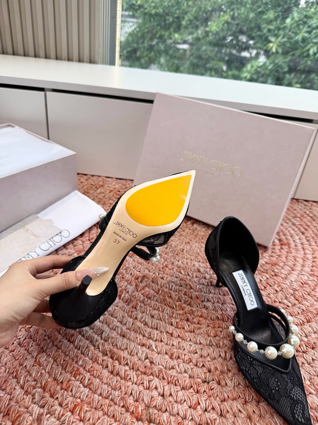 🌾G987Jimmy Choo｜吉米周珍珠尖头高跟凉鞋我们家JC一如既往品质优越 低调不失华丽 性感又不