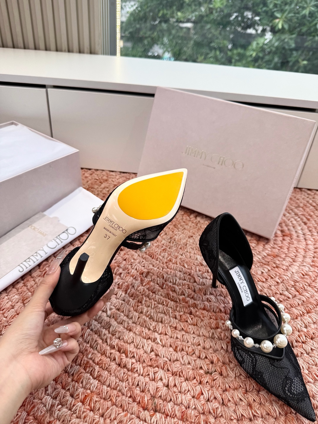 🌾G987Jimmy Choo｜吉米周珍珠尖头高跟凉鞋我们家JC一如既往品质优越 低调不失华丽 性感又不