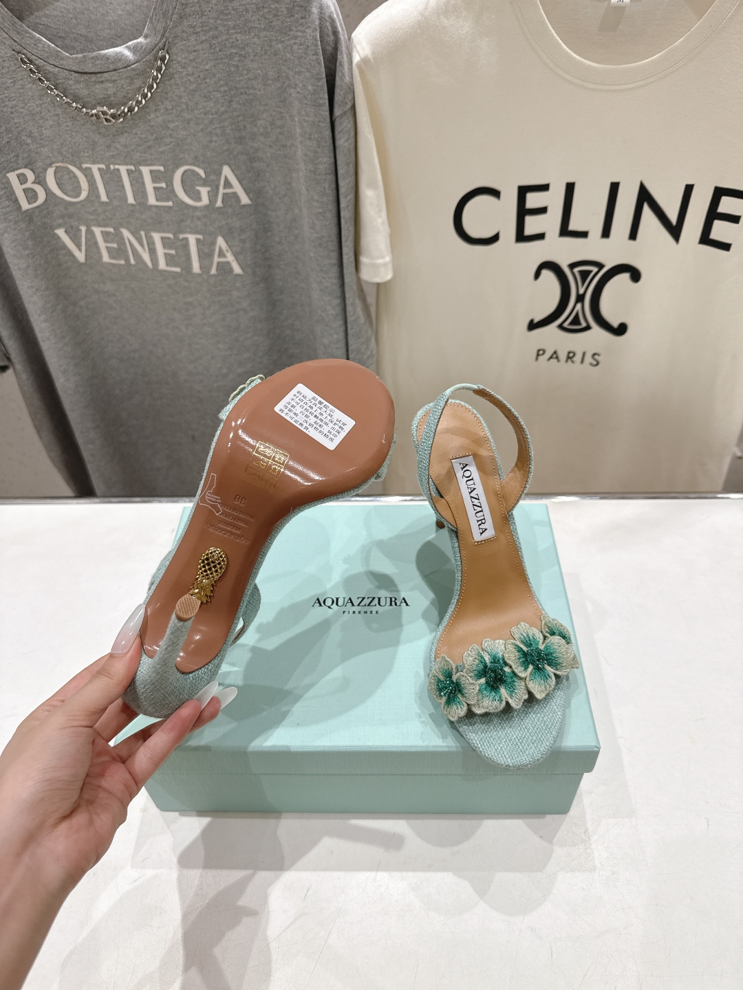 高版本出厂 「ᴀqᴜᴀᴢᴢᴜʀᴀ」AQUAZZURA/菠萝F072 2026ss夏季新款花卉高跟凉鞋__