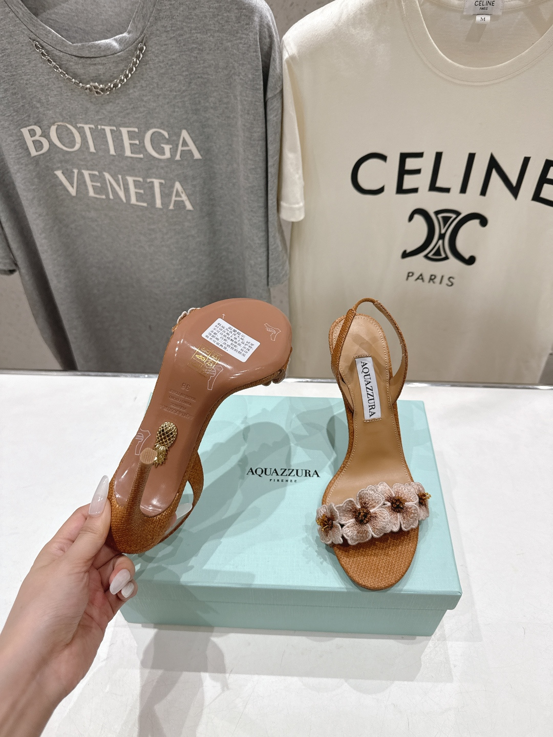 高版本出厂 「ᴀqᴜᴀᴢᴢᴜʀᴀ」AQUAZZURA/菠萝F072 2026ss夏季新款花卉高跟凉鞋__