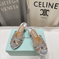 高版本出厂 「ᴀqᴜᴀᴢᴢᴜʀᴀ」AQUAZZURA/菠萝F072 2026ss夏季新款网面烫钻高跟拖鞋 高版本出厂 「ᴀqᴜᴀᴢᴢᴜʀᴀ」AQUAZZURA/菠萝F072 2026ss夏季新款网面烫钻高跟拖鞋