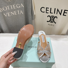 高版本出厂 「ᴀqᴜᴀᴢᴢᴜʀᴀ」AQUAZZURA/菠萝F072 2026ss夏季新款网面烫钻高跟拖鞋 高版本出厂 「ᴀqᴜᴀᴢᴢᴜʀᴀ」AQUAZZURA/菠萝F072 2026ss夏季新款网面烫钻高跟拖鞋